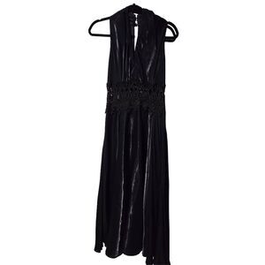 Susan Roselli For Vijack Metallic Black Formal Lace Dress Women Size 12 Vintage